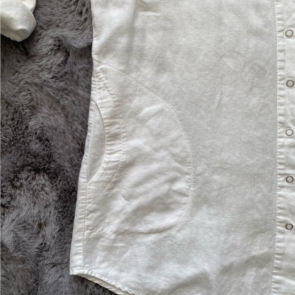 David Brooks White Linen/Cotton Versatile Sleeve Length Shirt/Jacket. Size M - Picture 8 of 10